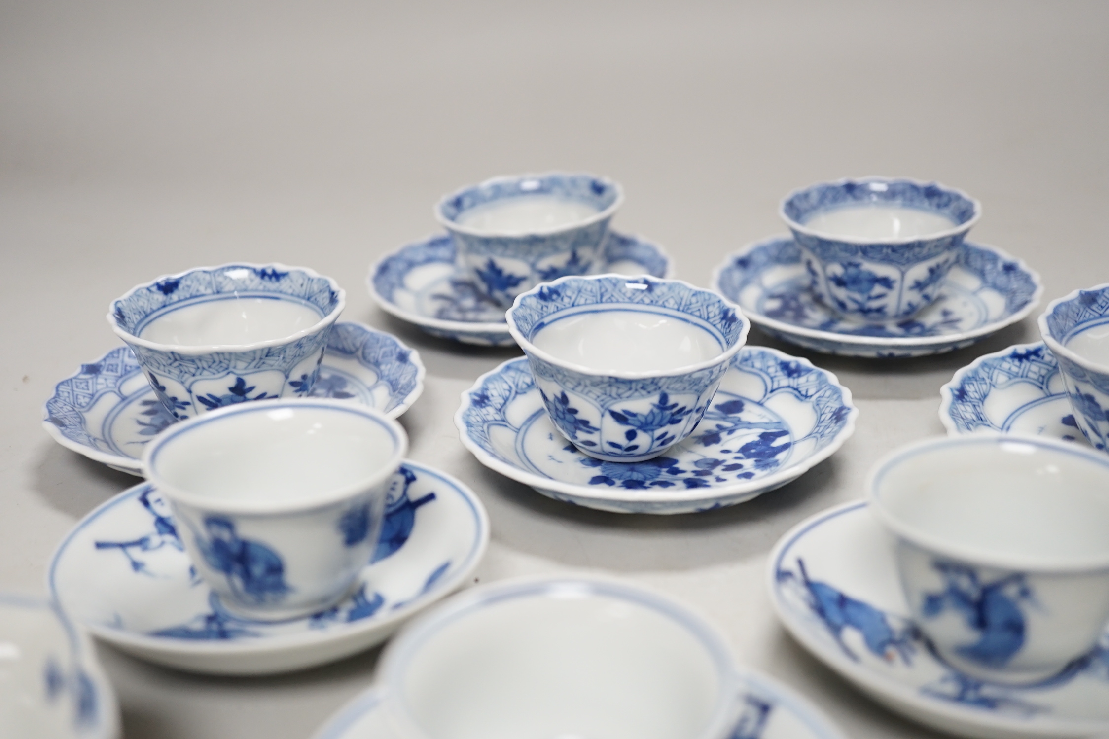 Two miniature Chinese blue and white porcelain part tea sets